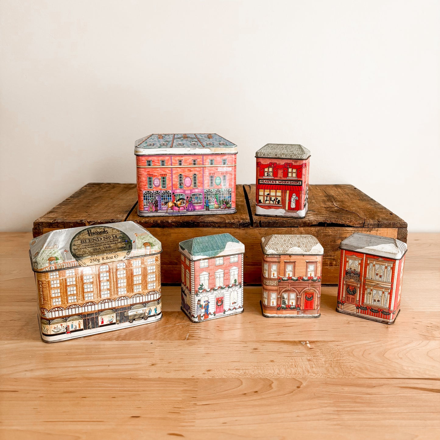 Christmas Village Houses Tea and Candy Tins (set of 6)
