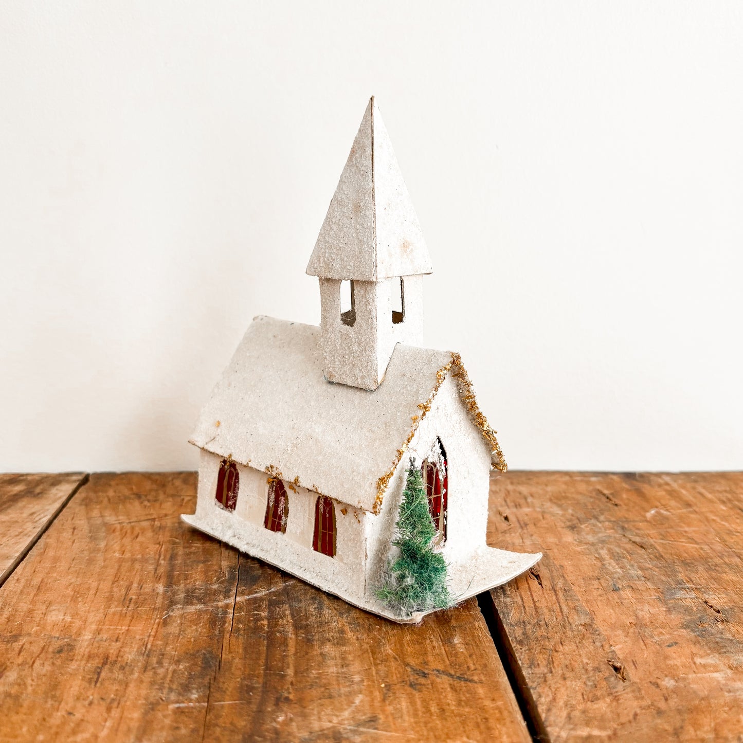 Christmas Decor - Midcentury Paper Putz Church (Made in Taiwan)