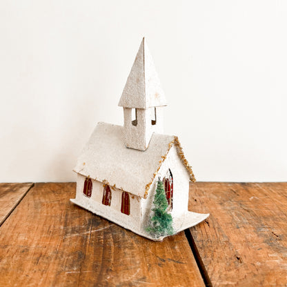 Christmas Decor - Midcentury Paper Putz Church (Made in Taiwan)