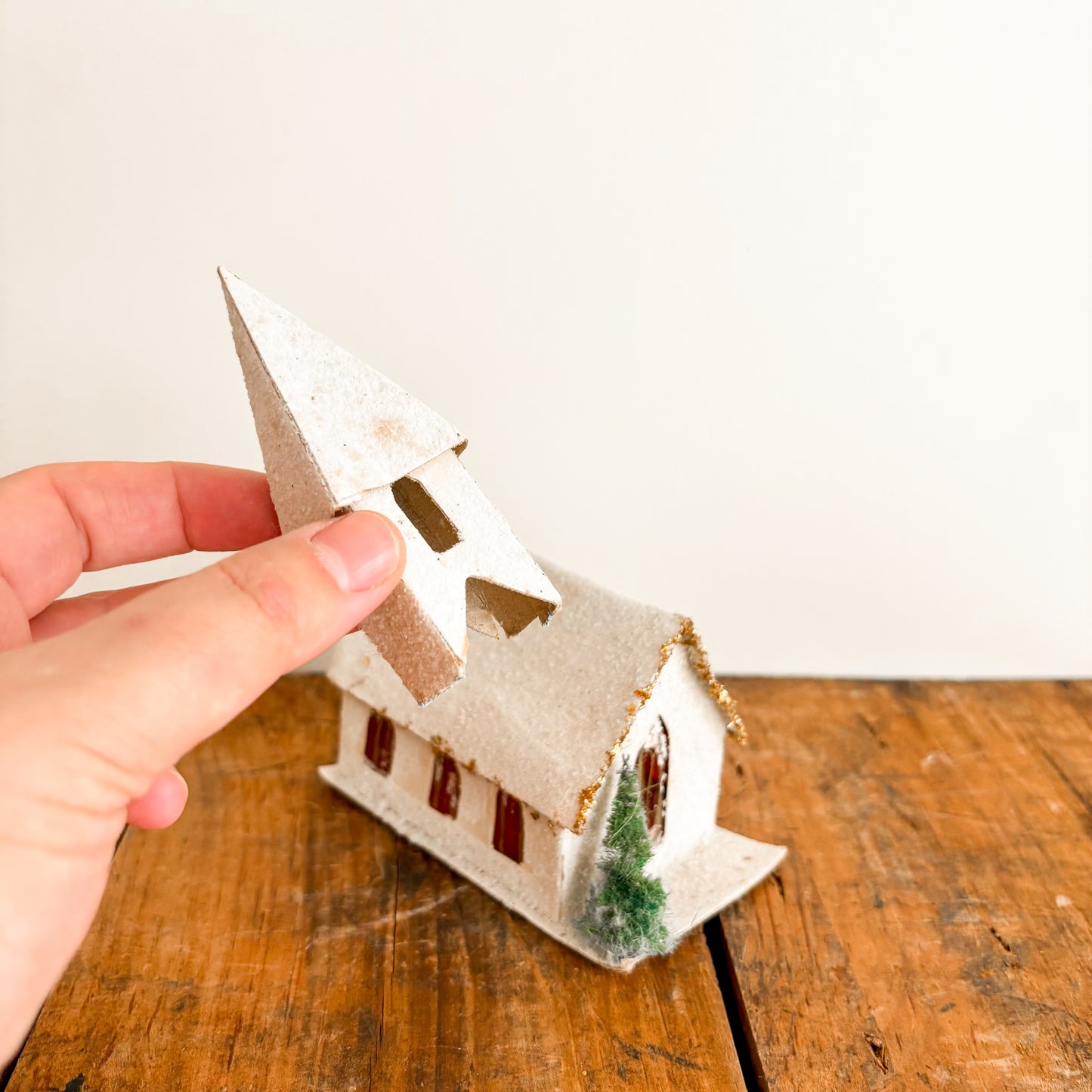 Christmas Decor - Midcentury Paper Putz Church (Made in Taiwan)