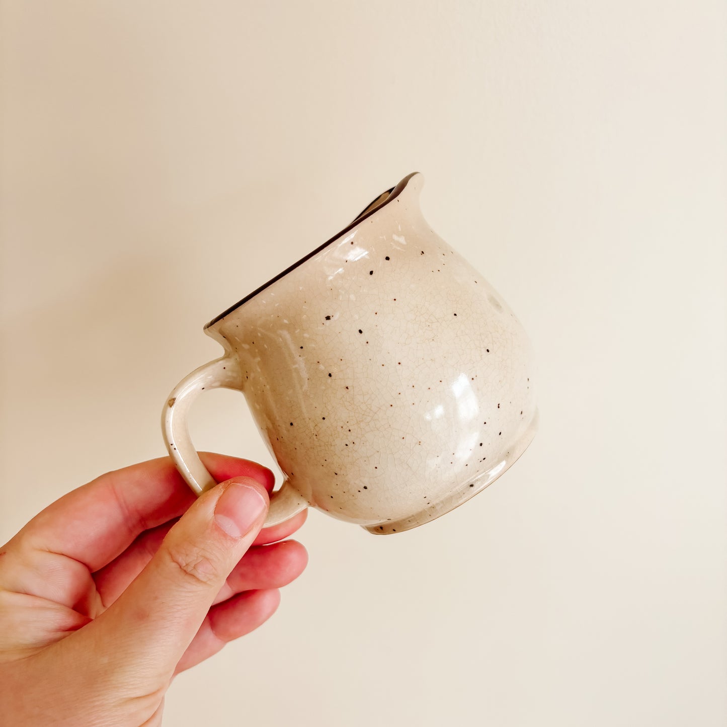 1970s Japan Valencia Orange Poppy Speckled Stoneware Creamer