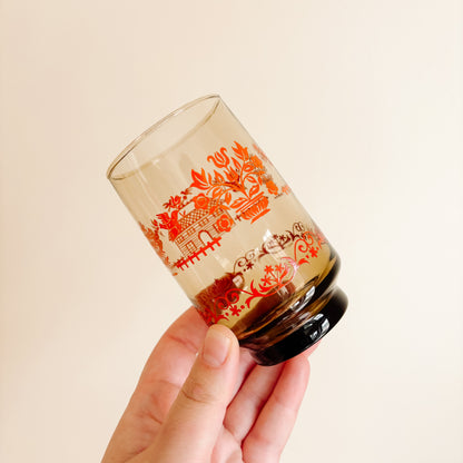 Libbey St Clair Homestead Smoky Brown and Orange Glassware - Set of 4