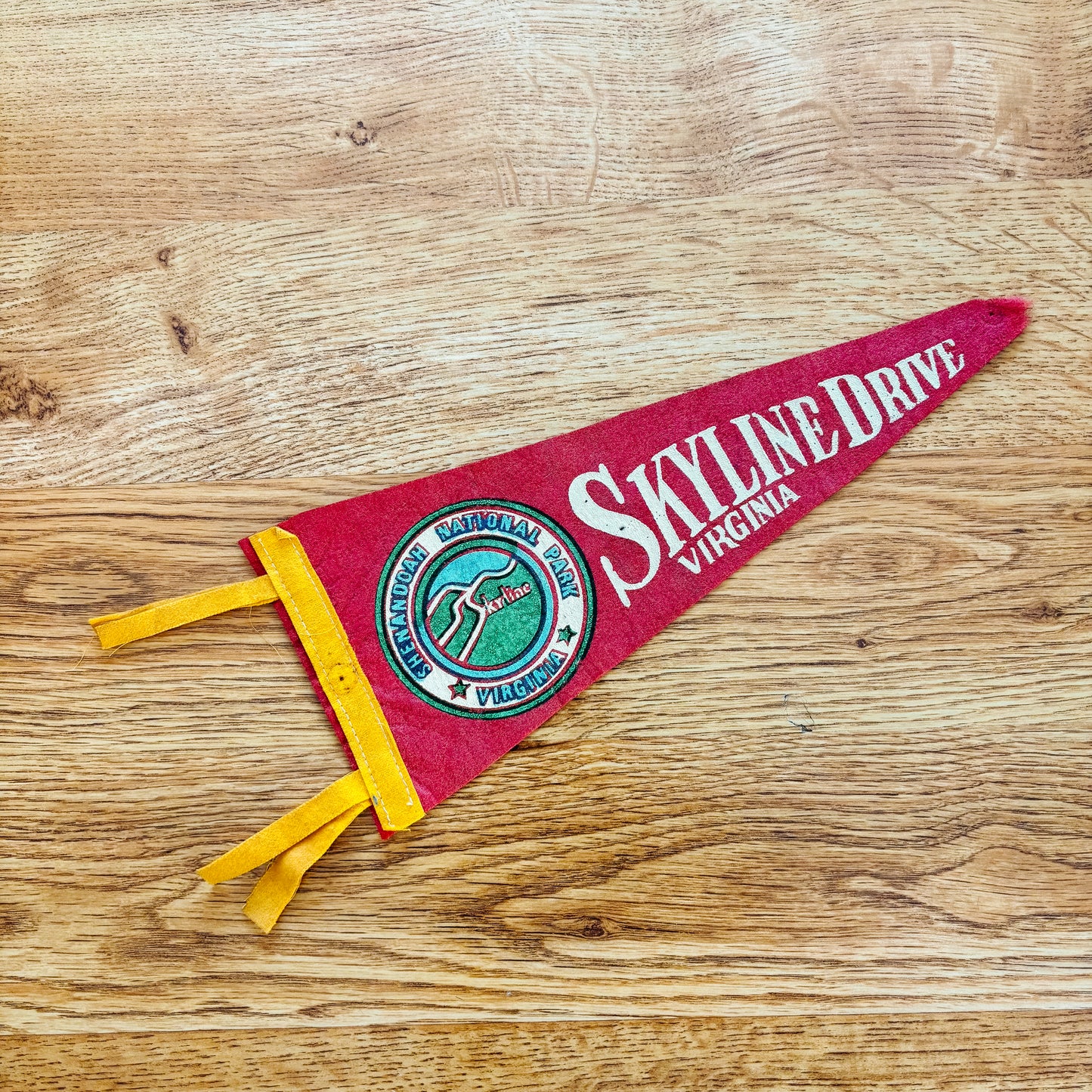 Skyline Drive Virginia 1960s Red Felt Pennant