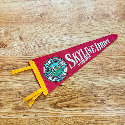 Skyline Drive Virginia 1960s Red Felt Pennant