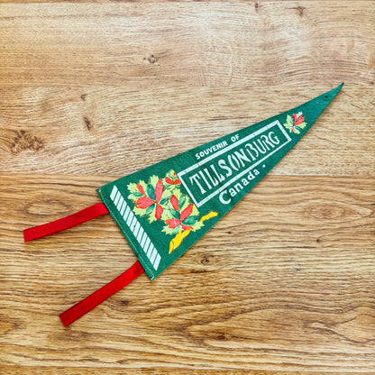 Tillsonburg Ontario 1960s Green Felt Pennant