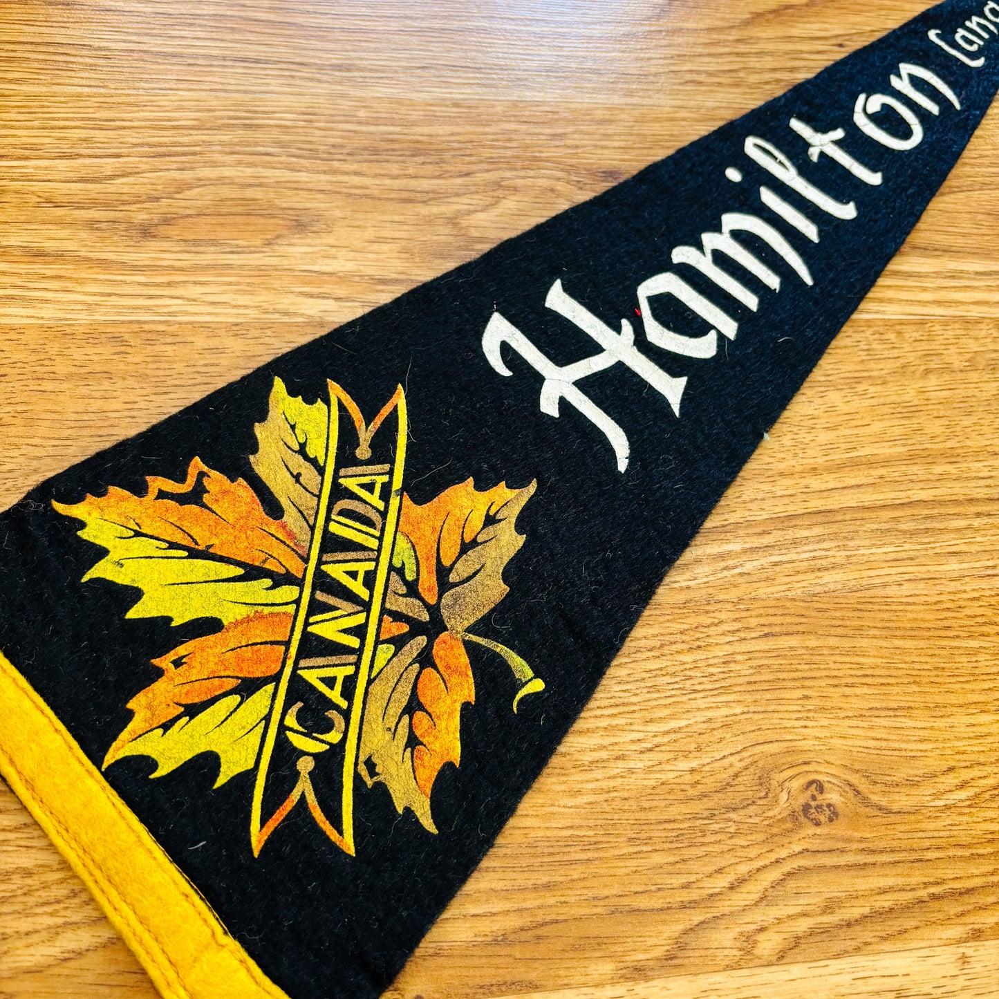 Hamilton Ontario 1960s Navy Blue Felt Pennant