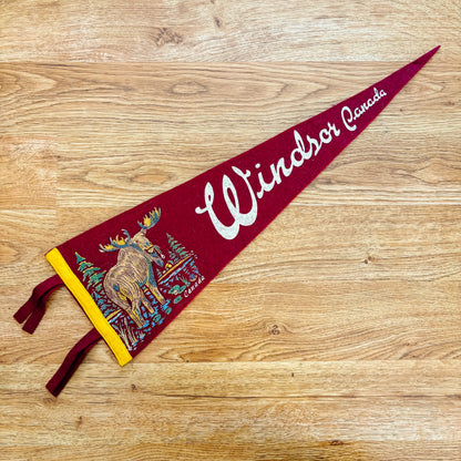 Windsor Ontario 1960s Red Felt Pennant
