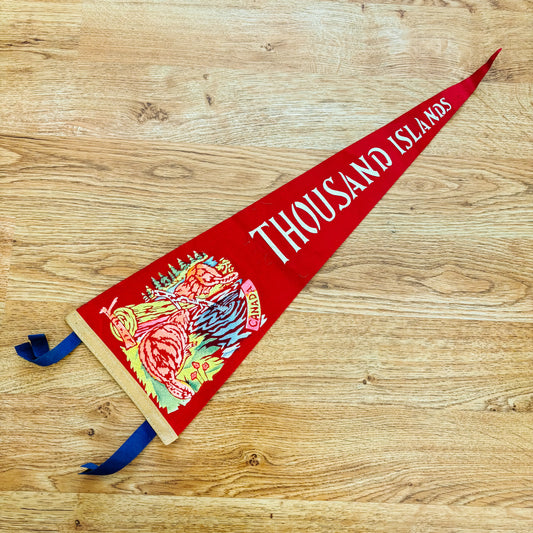 Thousand Islands Ontario 1960s Red Felt Pennant