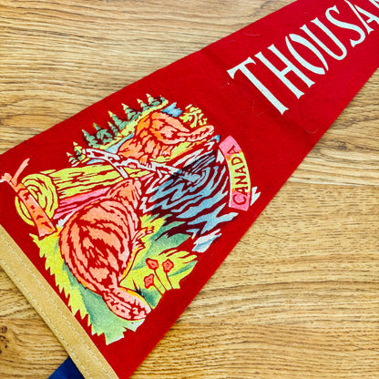 Thousand Islands Ontario 1960s Red Felt Pennant