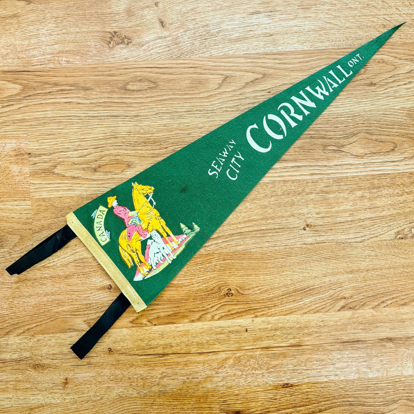 Cornwall Ontario 1960s Green Felt Pennant
