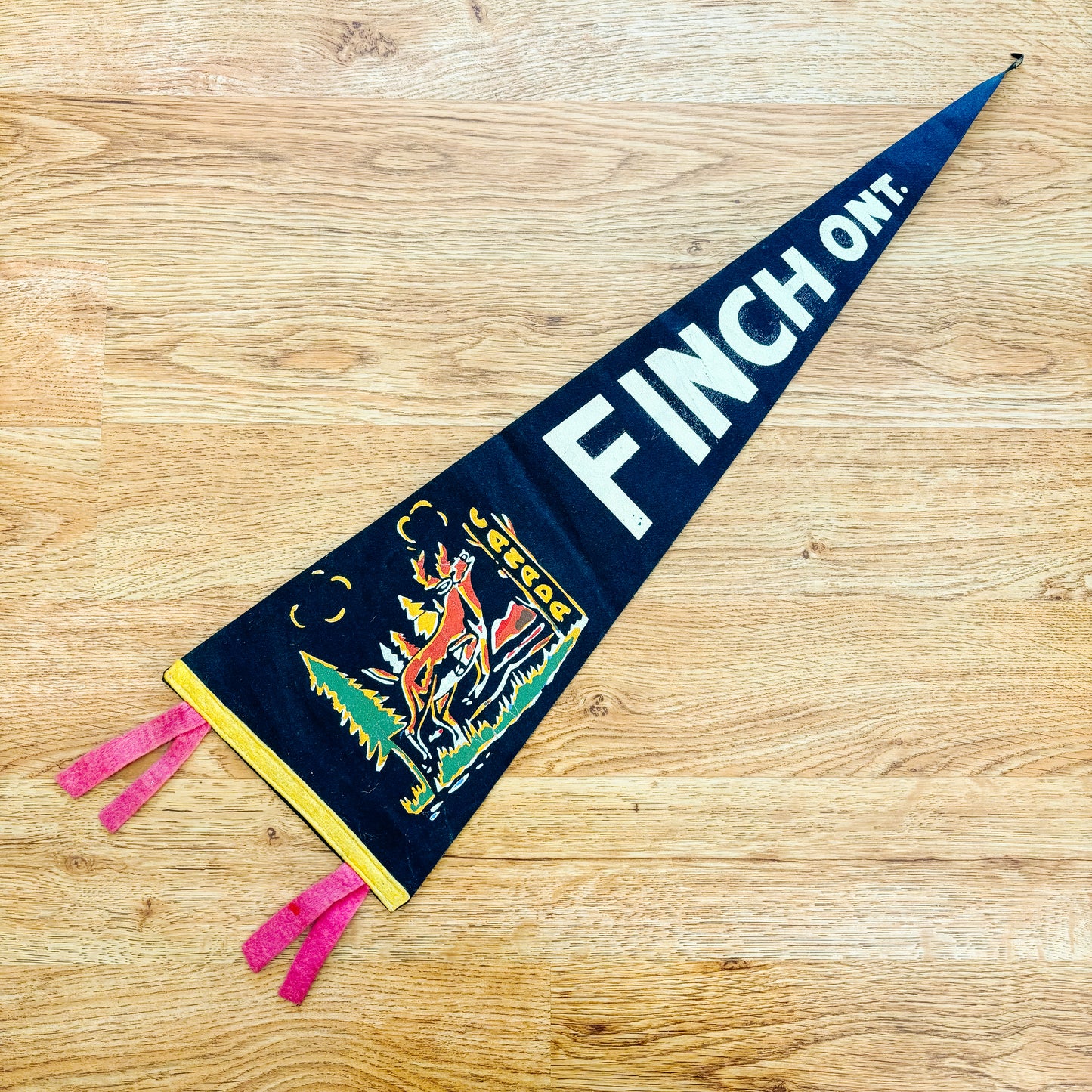 Finch Ontario 1960s Navy Blue Felt Pennant