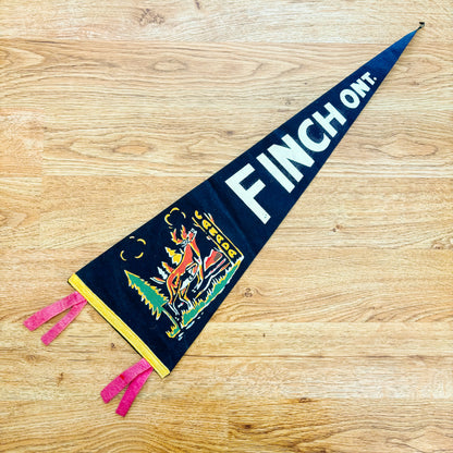 Finch Ontario 1960s Navy Blue Felt Pennant