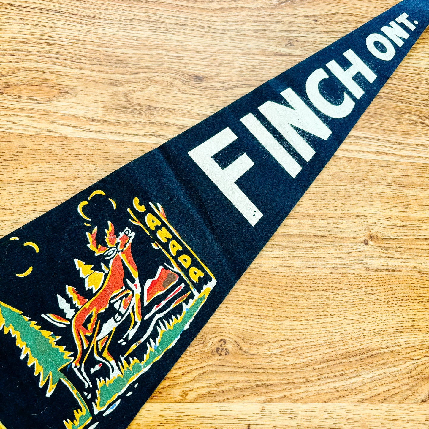 Finch Ontario 1960s Navy Blue Felt Pennant