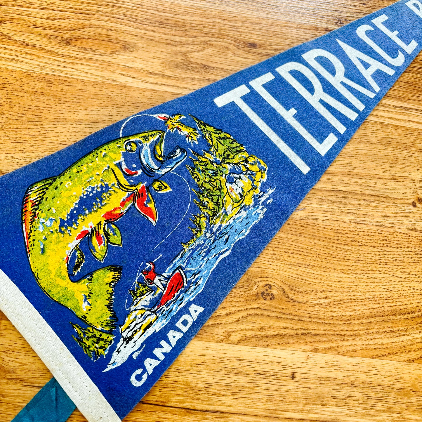 Terrace Bay Ontario 1960s Blue Felt Pennant