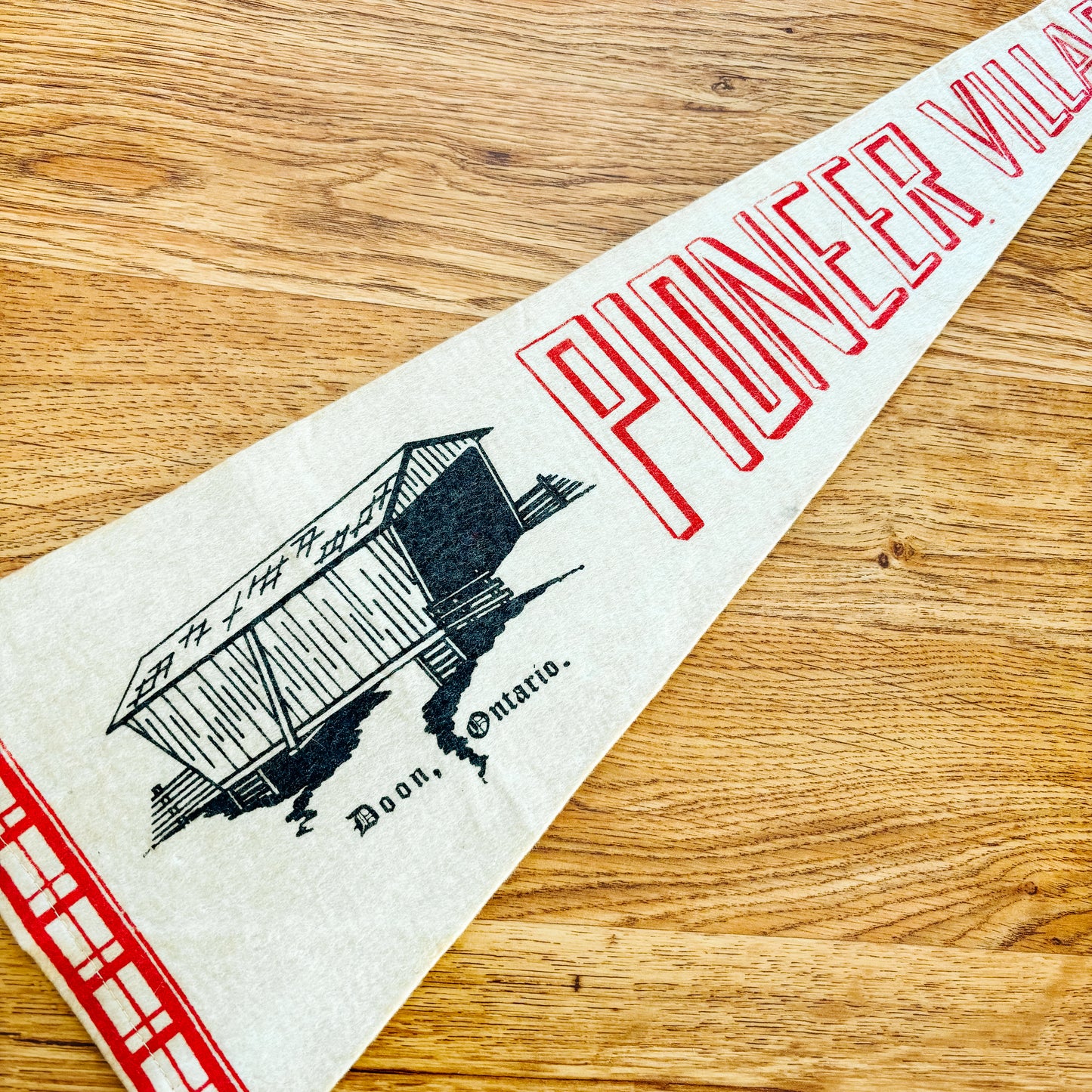 Doon Pioneer Village Ontario 1960s White Felt Pennant