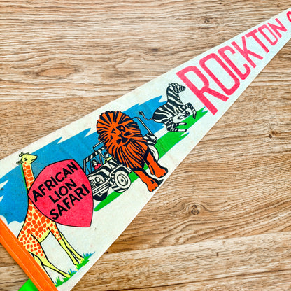 African Lion Safari Rockton Ontario 1960s White Felt Pennant