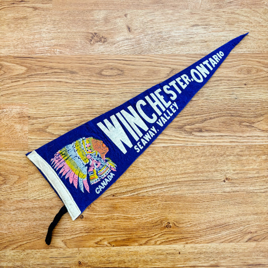 Winchester Ontario 1960s Blue Felt Pennant