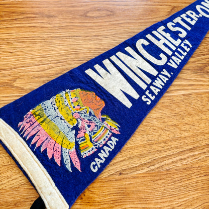 Winchester Ontario 1960s Blue Felt Pennant