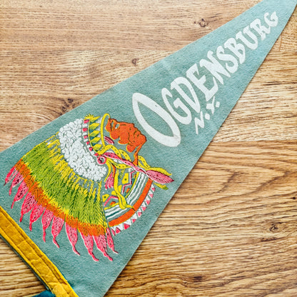 Ogdenburg New York Gray Blue Felt Pennant