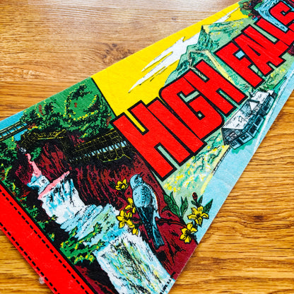 High Falls Gorge Adirondacks New York 1960s Felt Pennant