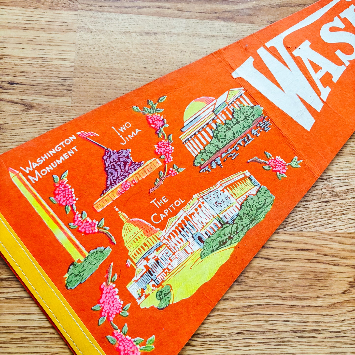 Washington DC 1960s Orange Travel Pennant