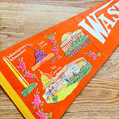 Washington DC 1960s Orange Travel Pennant