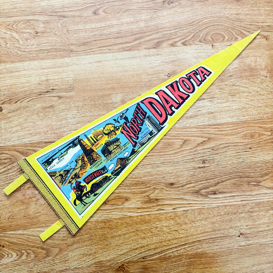 North Dakota Yellow and Pink Felt Pennant