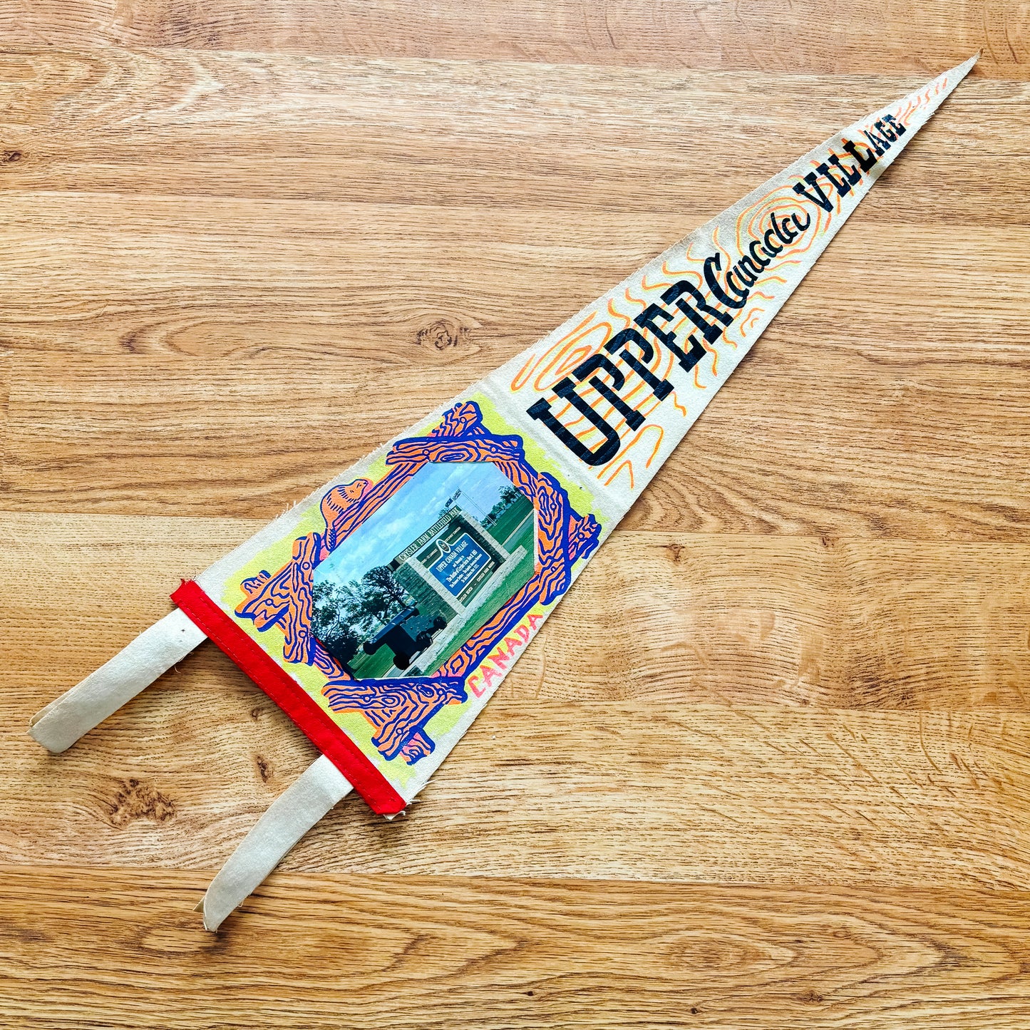 Upper Canada Village Ontario 1960s White Felt Pennant