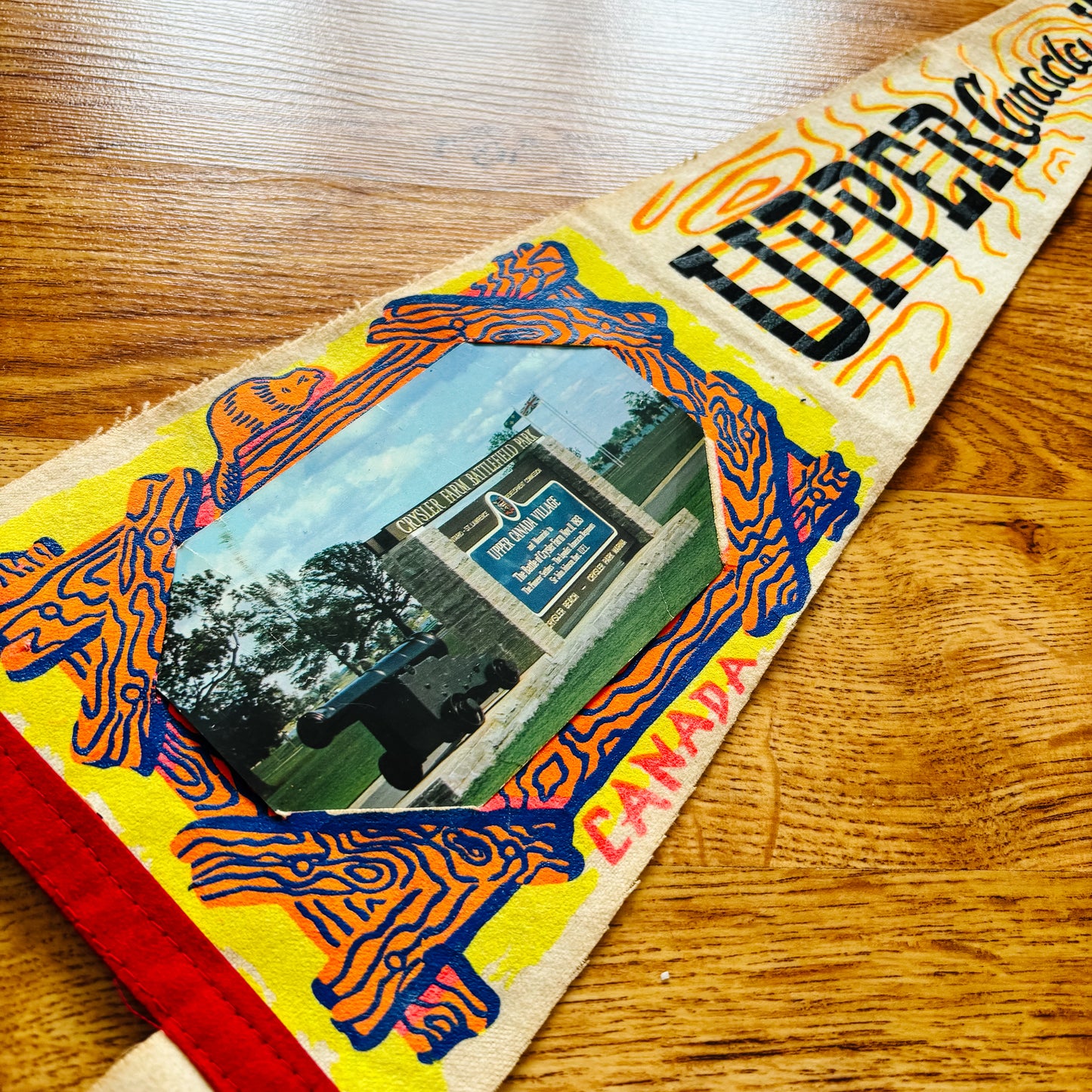 Upper Canada Village Ontario 1960s White Felt Pennant