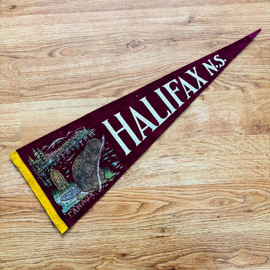 Halifax Nova Scotia 1960s Maroon Red Felt Pennant