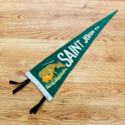 Saint John New Brunswick 1960s Green Felt Pennant