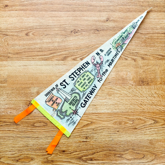 St. Stephen New Brunswick 1960s White Felt Pennant