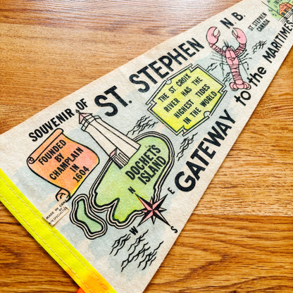 St. Stephen New Brunswick 1960s White Felt Pennant