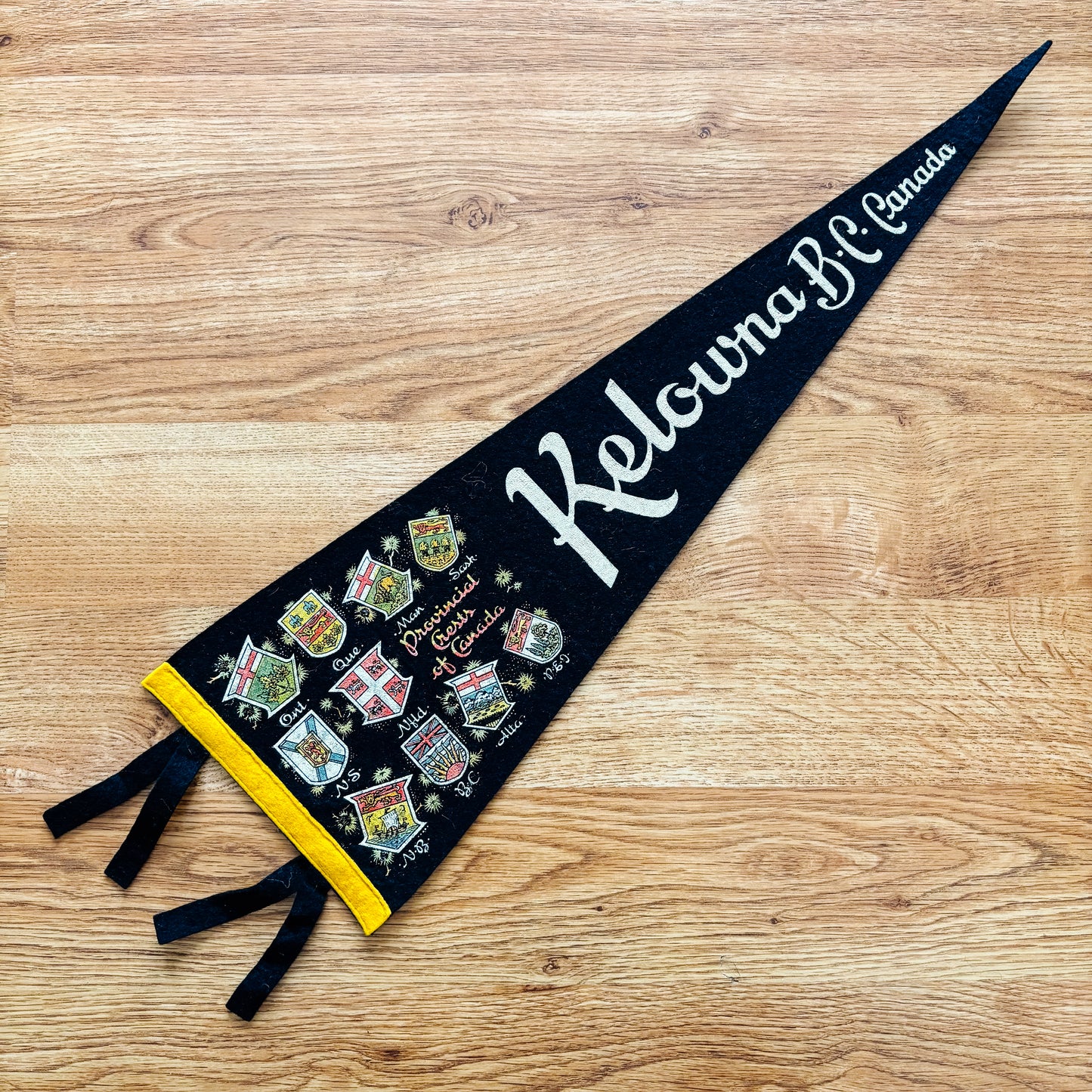 Kelowna British Columbia 1960s Navy Blue Felt Pennant