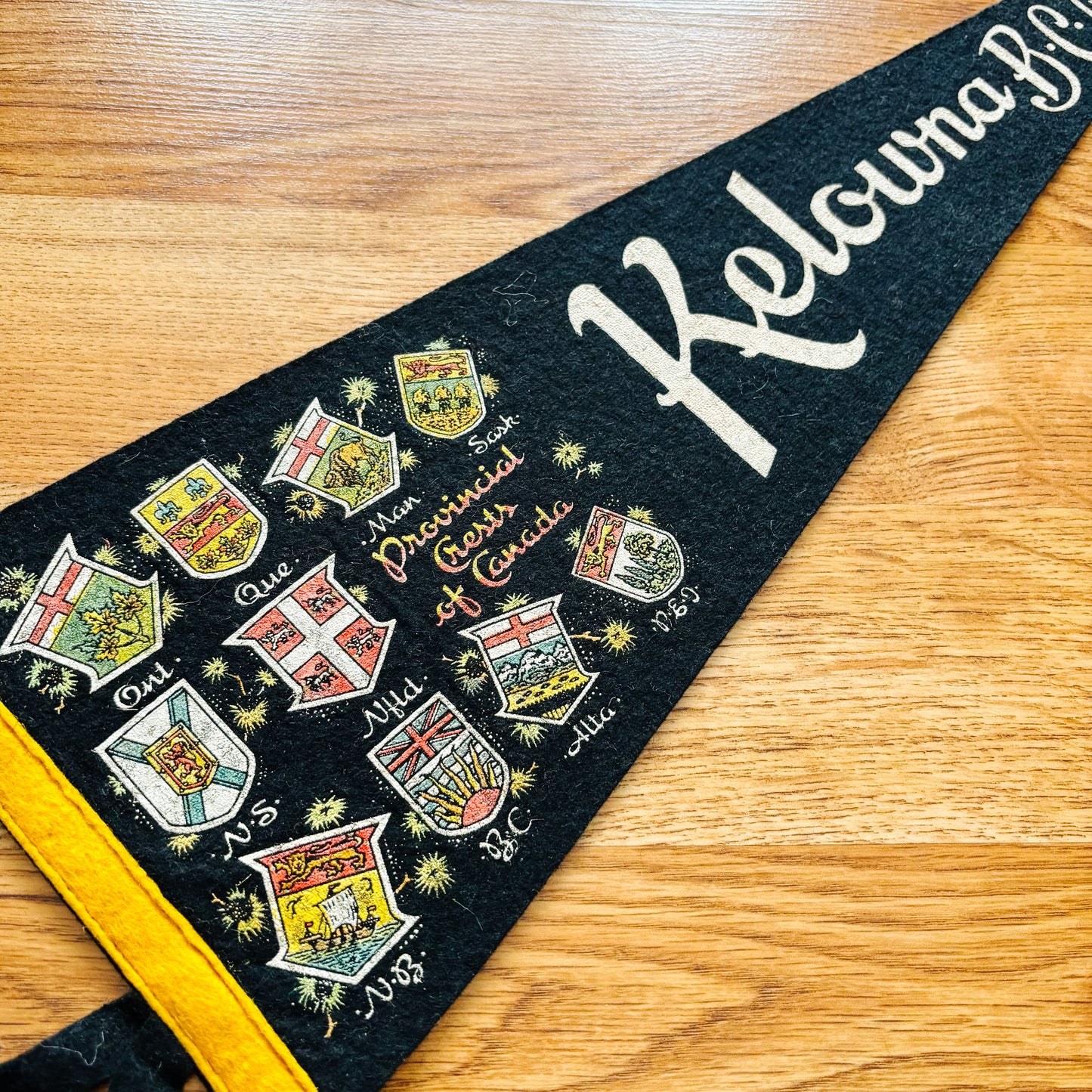 Kelowna British Columbia 1960s Navy Blue Felt Pennant