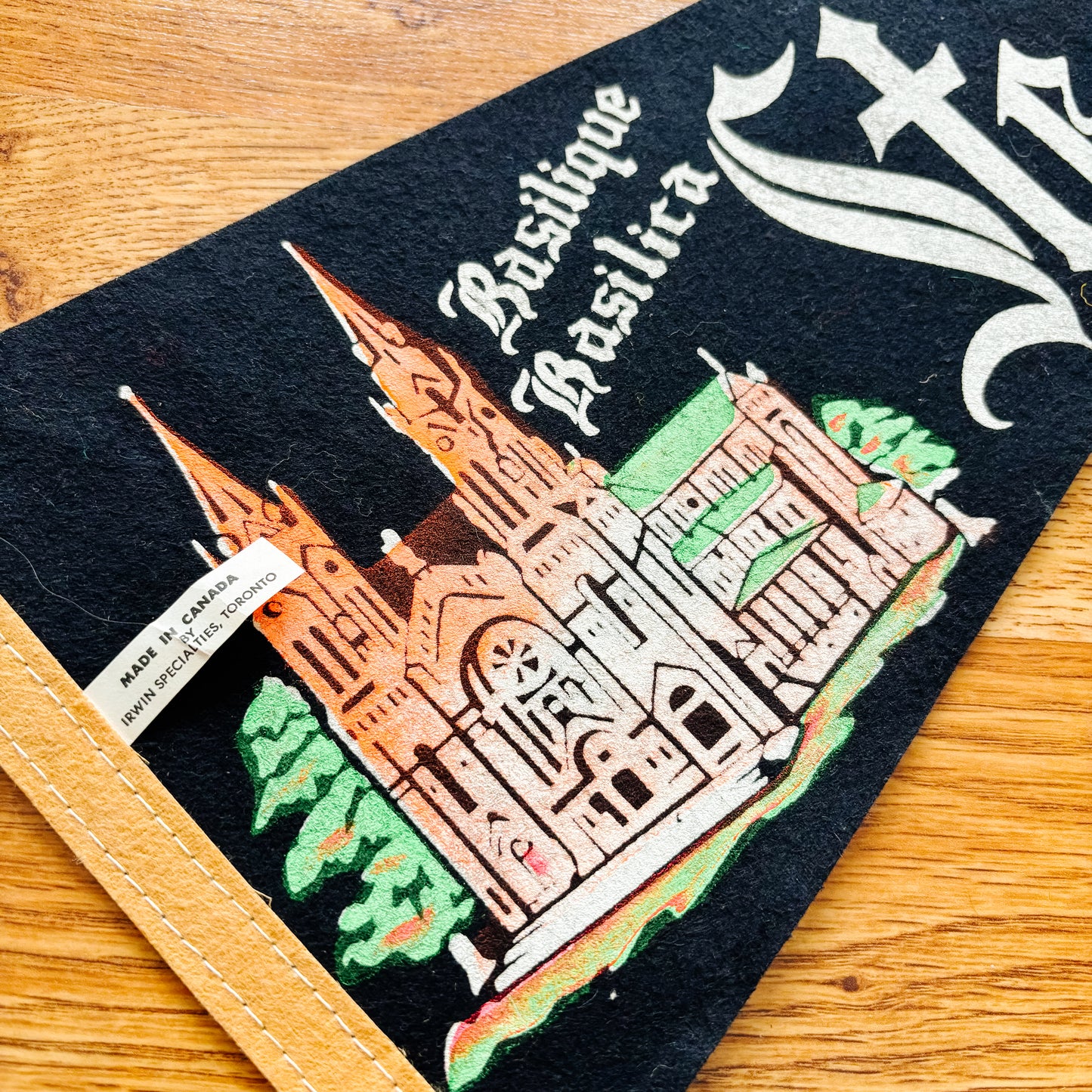 Sainte-Anne-de-Beaupré Quebec 1960s Navy Blue Felt Pennant