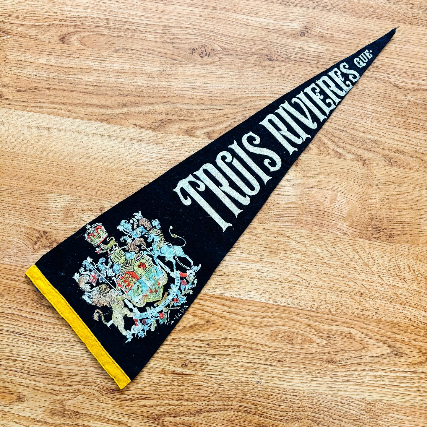 Trois-Rivières Quebec 1960s Navy Blue Felt Pennant