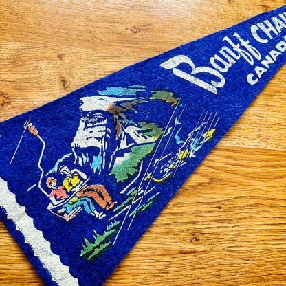 Banff Alberta Chairlift 1960s Blue Felt Pennant