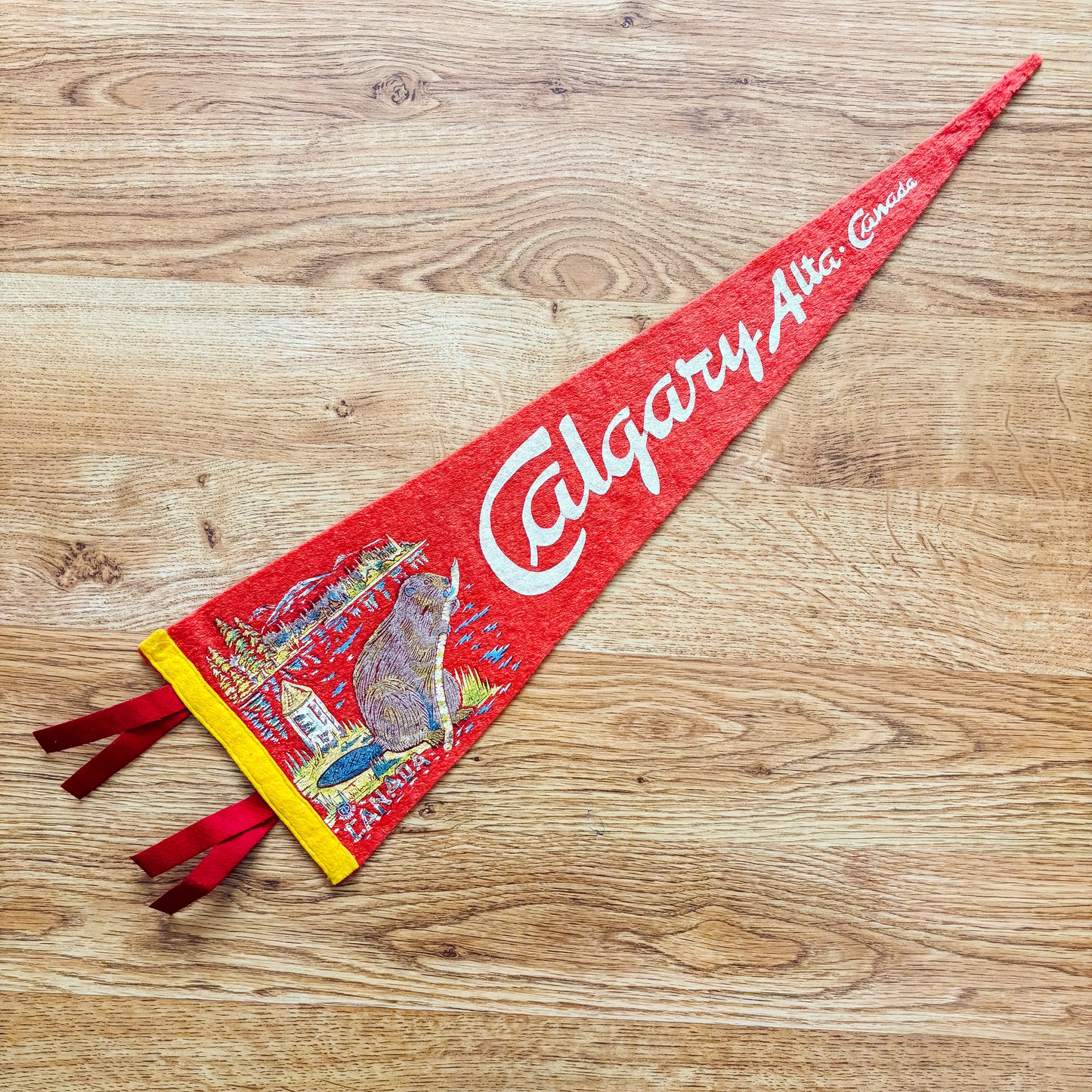 Calgary Alberta 1960s Red Felt Pennant