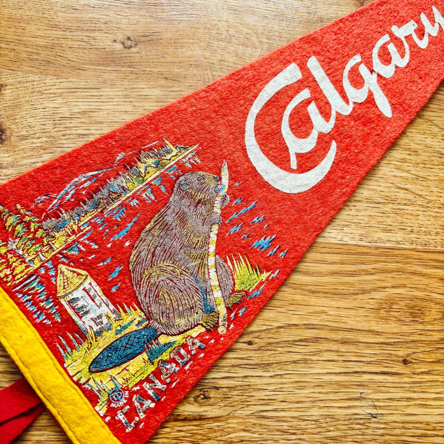 Calgary Alberta 1960s Red Felt Pennant
