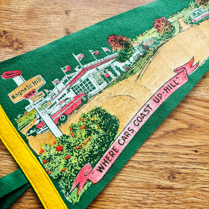 Magnetic Hill New Brunswick 1960s Green Felt Pennant