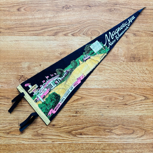 Magnetic Hill New Brunswick 1960s Navy Felt Pennant