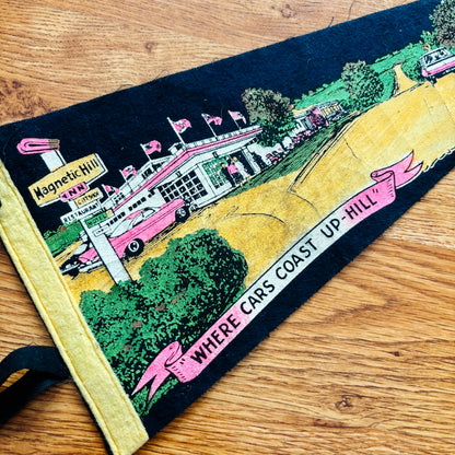 Magnetic Hill New Brunswick 1960s Navy Felt Pennant