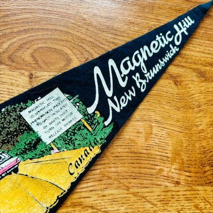 Magnetic Hill New Brunswick 1960s Navy Felt Pennant