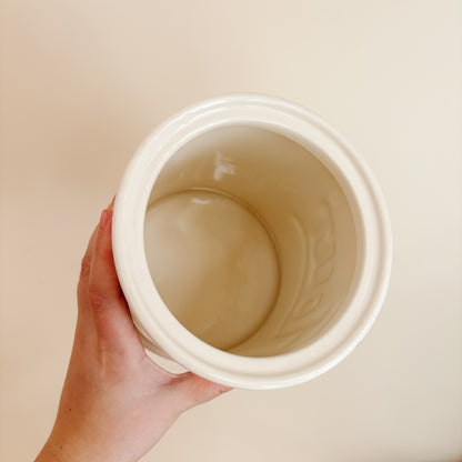 Vintage Himark Green and Cream Ceramic Flour Canister