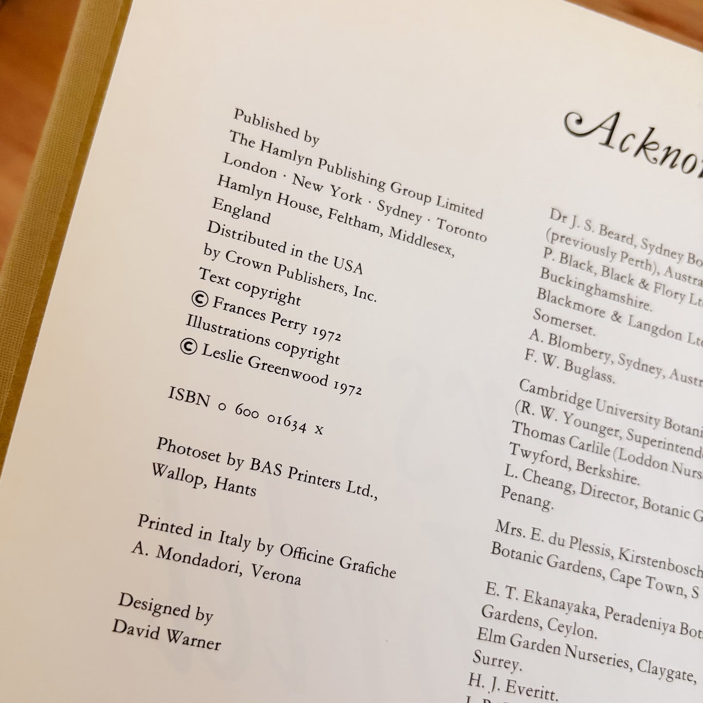 Frances Perry - Flowers of the World (XL Hardcover, 1972)