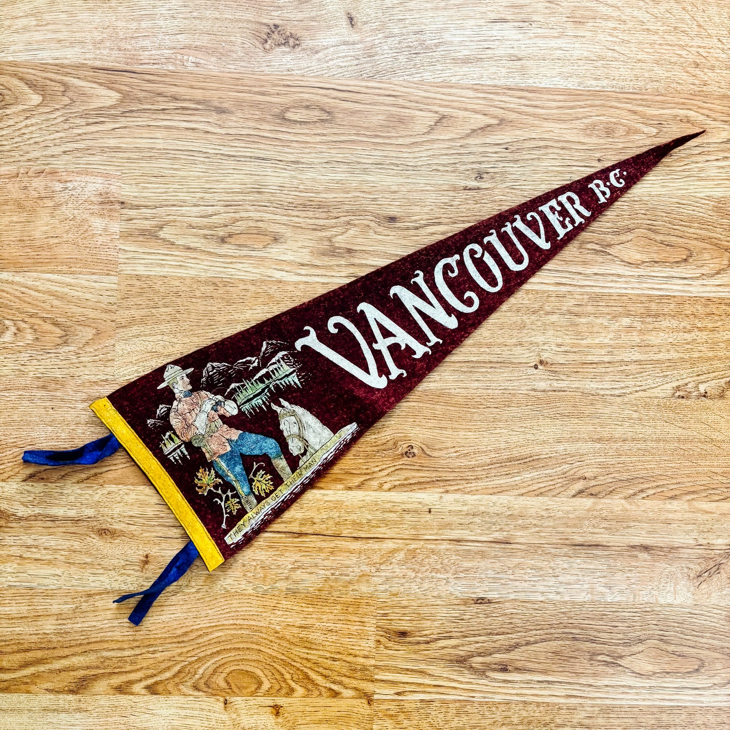 Vancouver British Columbia 1960s Maroon Felt Pennant