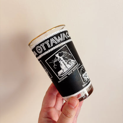 Vintage Federal Glass Black and Gold Ottawa Tourism Glass