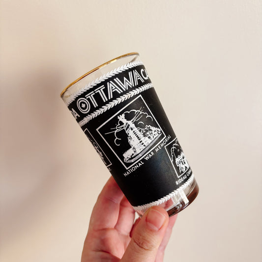 Vintage Federal Glass Black and Gold Ottawa Tourism Glass