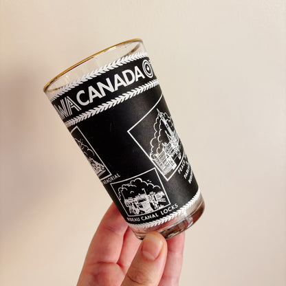 Vintage Federal Glass Black and Gold Ottawa Tourism Glass